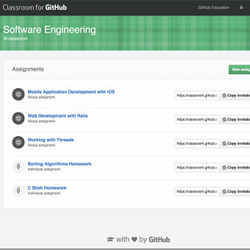 A screen from Classroom for Github.