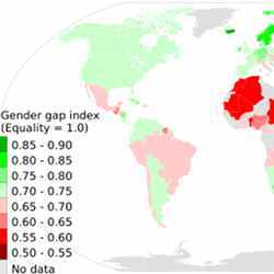 Part of the Gender gap index world map for 2013.