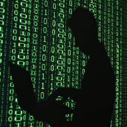 man and computer code backdrop, illustration