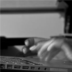 Fingers on keyboard
