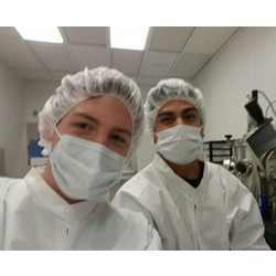 University of California, Riverside student Edwin Preciado (right) collaborates with University of Augsburg, Germany student Sebastian Hammer. 