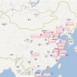 A map of largely vacant residential areas in China.