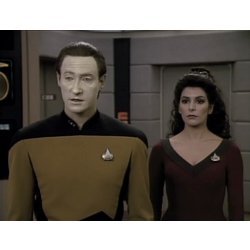 Star Trek: The Next Generation characters Data (Brent Spiner), left, and Counselor Troi (Marina Sirtis). 