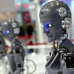 Robots on display at an industry fair in Shanghai in November.