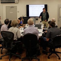 Boyce Thompson Institute associate professor Lukas Mueller presents at the GOBII workshop.