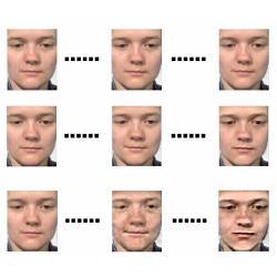 Top row, original expressions; second row, microexpressions; third row, magnified expressions.