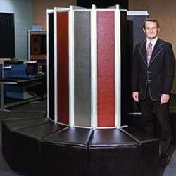 Seymour Cray with the Cray-1 (1976).