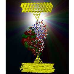 The A-form of DNA between two electrodes.