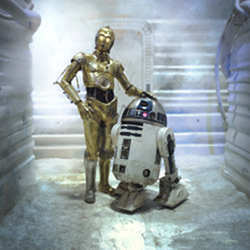 "I am C-3PO, human-cyborg relations. And this is my counterpart R2-D2."