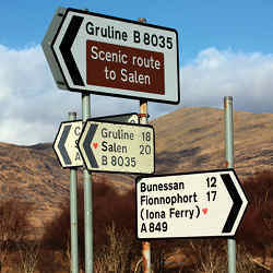 Road signs in Scotland.