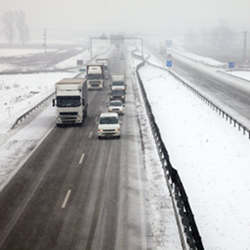 A wintry road.