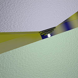 An illustration depicting the structure of the new single-atom optical switch.