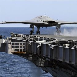 X-47B drone launching from aircraft carrier