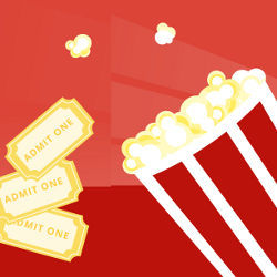 movie tickets and popcorn, illustration