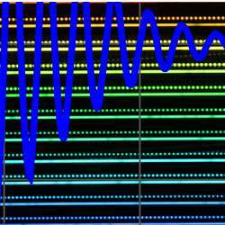 A fiber-optic frequency comb.