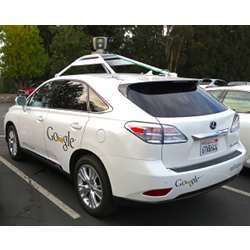 One of Google's fleet of Lexus RX450h self-driving SUVs.