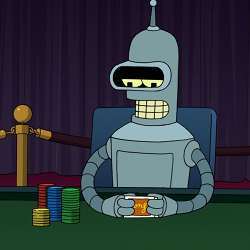 A fictional poker-playing robot. 