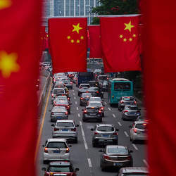 A traffic jam in Shenzhen, China.