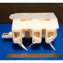 A hexapod robot created by a three-dimensional printer.