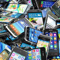 Smartphones running a variety of apps.