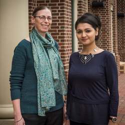 University of Delaware assistant professor Hagit Shatkay (left) with doctoral student Moumita Bhattacharya.