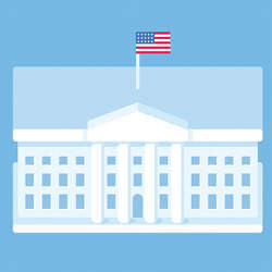 A represention of the White House.