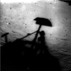 Surveyor 1's shadow against the lunar surface