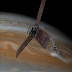 Juno spacecraft, Jupiter, artist's rendering