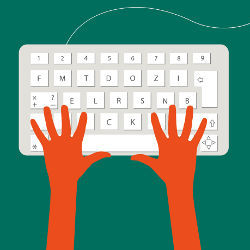 hands on keyboard, illustration