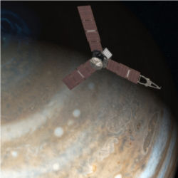 Juno orbiting Jupiter (artist's rendering)