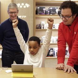 Apple CEO Tim Cook and third-grader Jaysean Erby