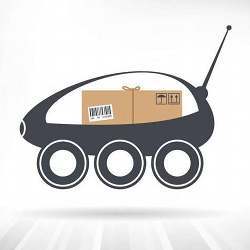 A package delivery robot.