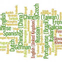 A word cloud of languages.