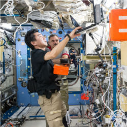 Kimiya Yui and Mikhail Kornienko on ISS