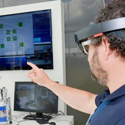 An Airbus engineer using the augmented reality system.