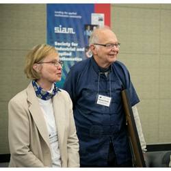 Pam Cook of the University of Delaware with honoree Donald Knuth.