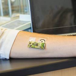 The wearable sensor for detecting alcohol level.