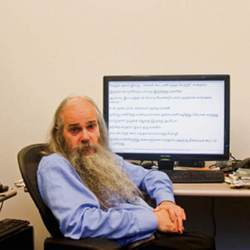 Carnegie Mellon University professor Alan Black displays the text-to-speech computer program he and his team built.