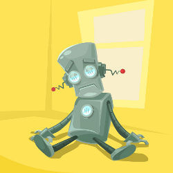 tired robot, illustration