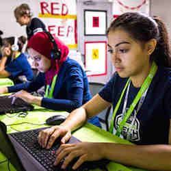 High school students work on their coding skills during the iD Tech camp.