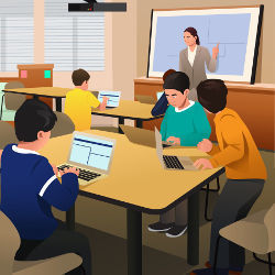 computer class, illustration