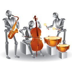 robot band, illustration