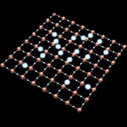 electrons in a high-temperature superconducting cuprate, illustration