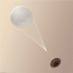 Schiaparelli Mars lander parachuting to surface