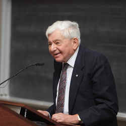 Calvin Carl "Kelly" Gotlieb during his 90th birthday lecture at the University of Toronto.