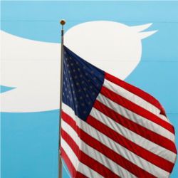 Twitter logo, U.S. flag