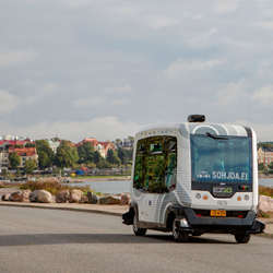 A self-driving electric bus in Helsinki, Finland.
