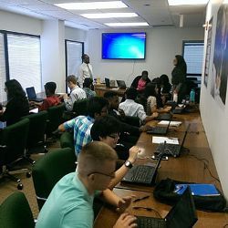 students learning IT job skills