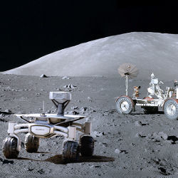 PTScientists rover and Apollo 17, illustration