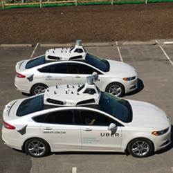 Prototype driverless cars under development for Uber.